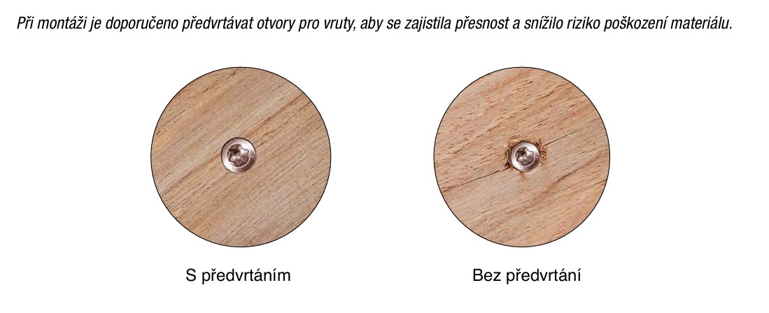 STOP vrták předvrtání vrutů