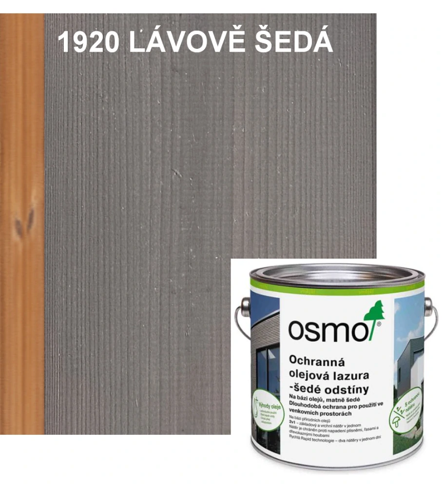 OSMO ochranná olejová lazura - odstín 1920 LÁVOVĚ ŠEDÁ