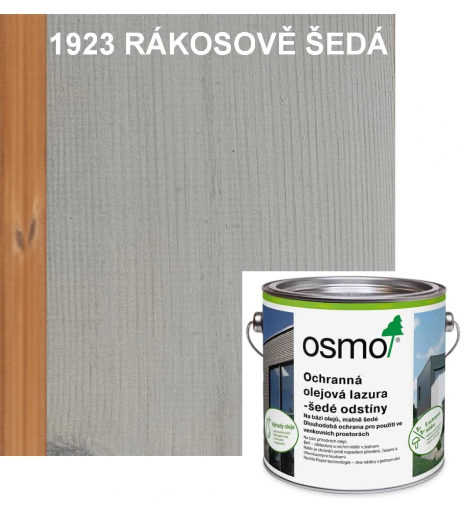 OSMO ochranná olejová lazura - odstín 1923 RÁKOSOVĚ ŠEDÁ