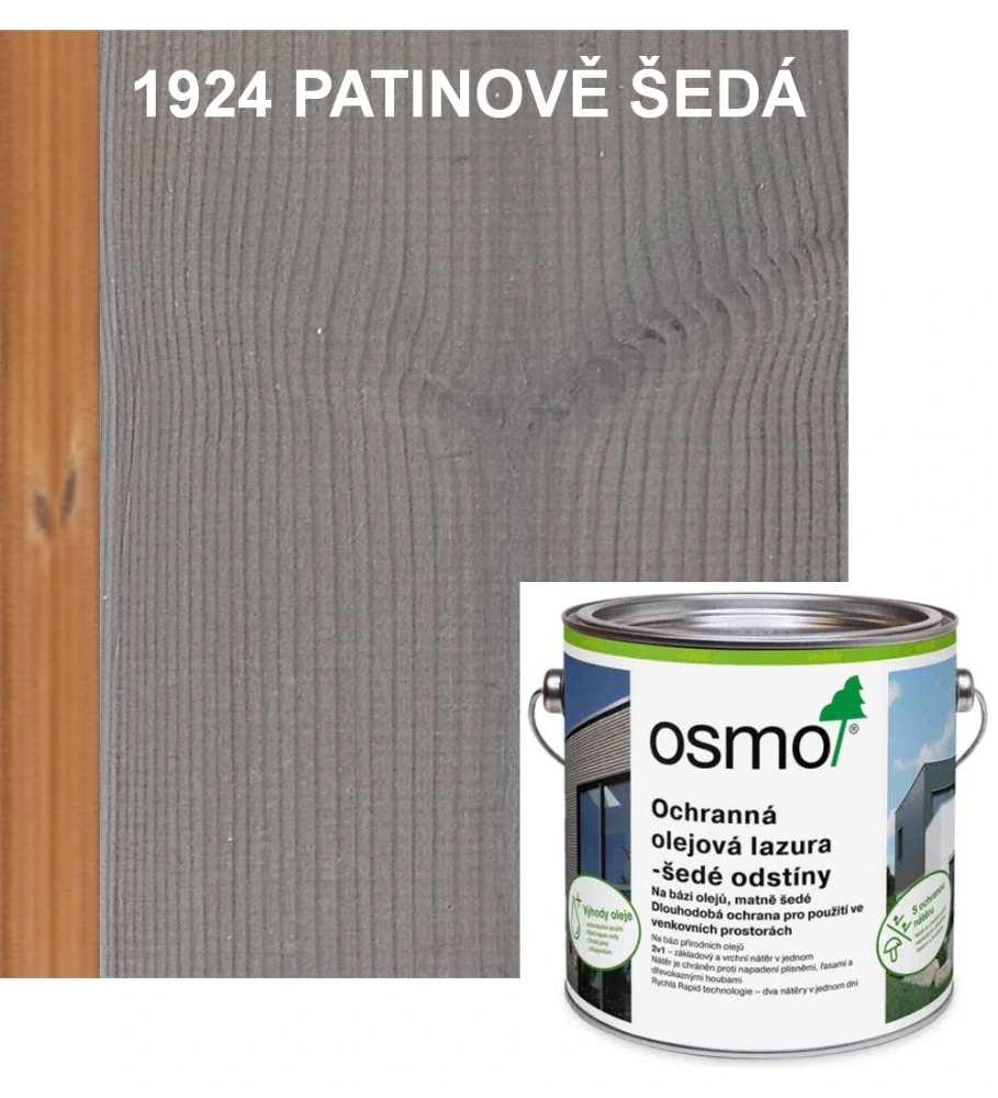 OSMO ochranná olejová lazura - odstín 1924 PATINOVĚ ŠEDÁ