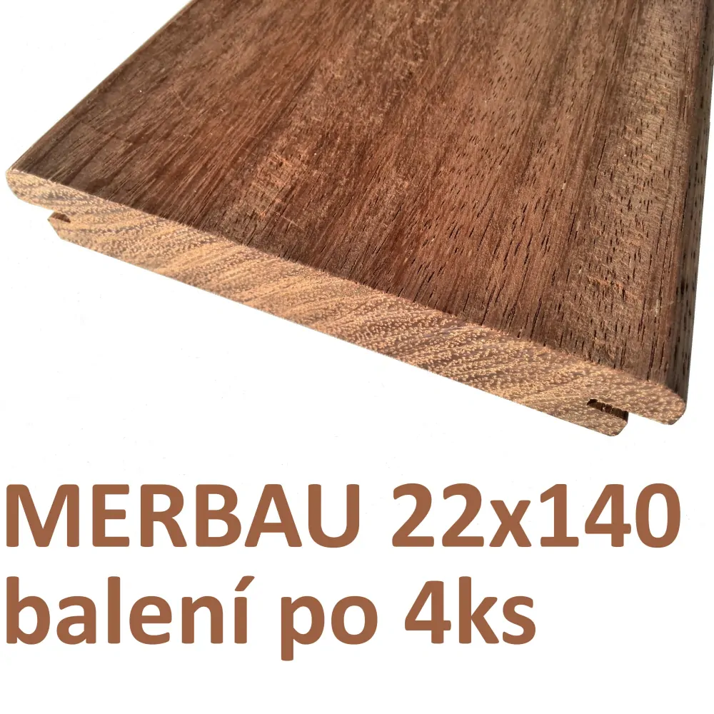 Prkno MERBAU 22x140, délka 2440mm, CLIP