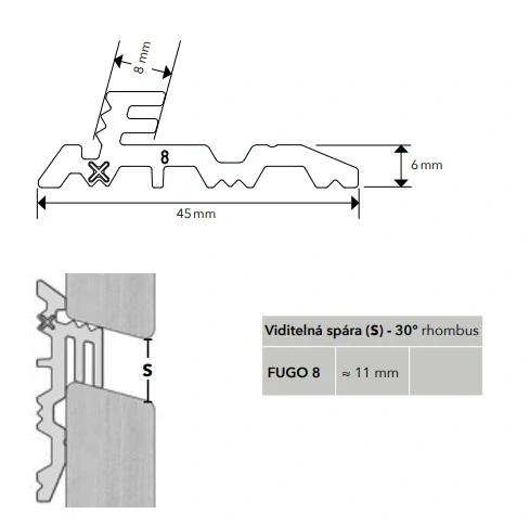 Distanční podložka/mezerník FUGO 8mm - balení 200ks