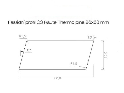 Profil RAUTE C3 THERMO BOROVICE 26x68, délka 4800mm