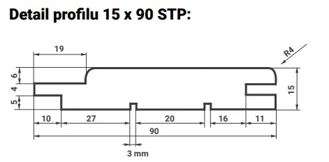 Palubka SOFTLINE saunová ABACHI 15x90, délka 2100mm STP